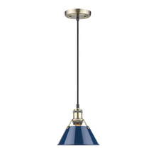  3306-S AB-NVY - Orwell AB Small Pendant - 7" in Aged Brass with Matte Navy shade
